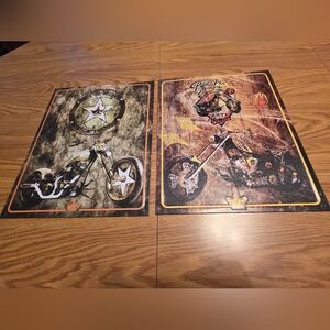 Rustic Motorcycle Wall Art Set